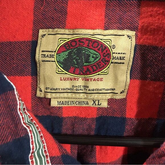 Boston Trader Men's XL Red Plaid Flannel Long Sleeve Shirt Casual - Picture 4 of 6